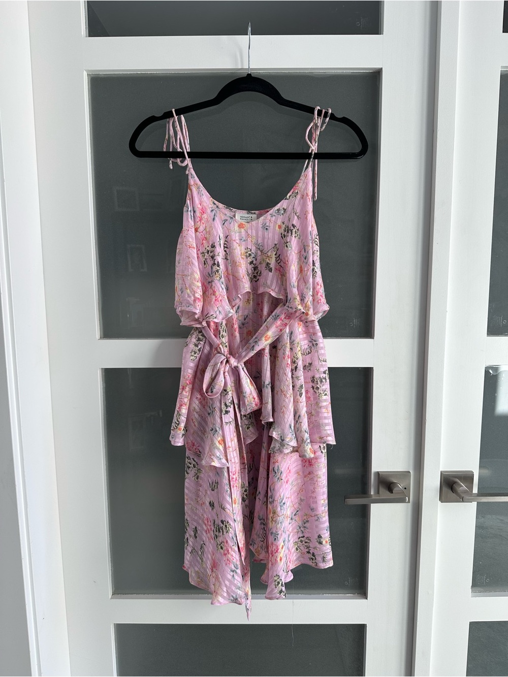 HEMANT & NANDITA Pink Floral Trim Slip Dress